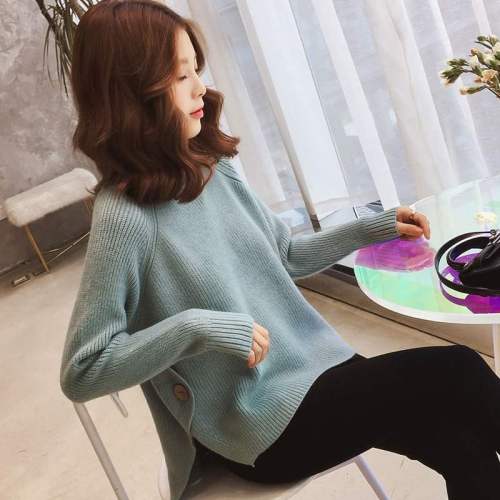 2021 autumn and winter new beautiful net red sweater female Korean students loose wear lazy wind Pullover Sweater