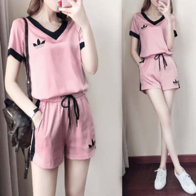New summer women's casual suit Korean fashion loose and thin shorts running two piece set fashion