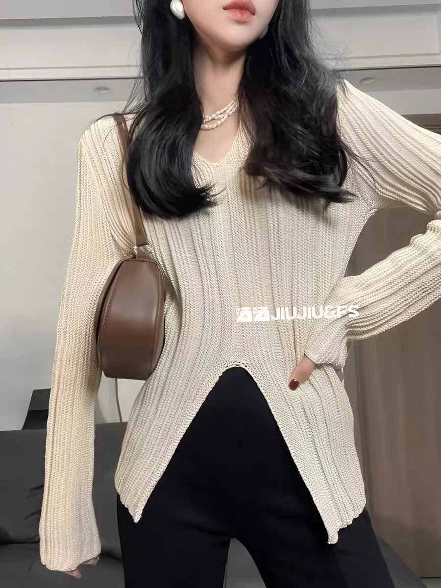 Myeongdong Ouni Lazy Wind Design Sensation Thin Knit Top Women JIUJIU&FS
