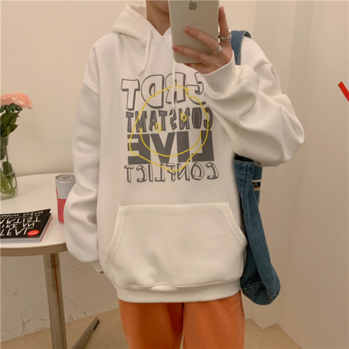 188 × 300g composite double hat lazy wind salt series Japanese thickened Plush hooded sweater women's ins trend