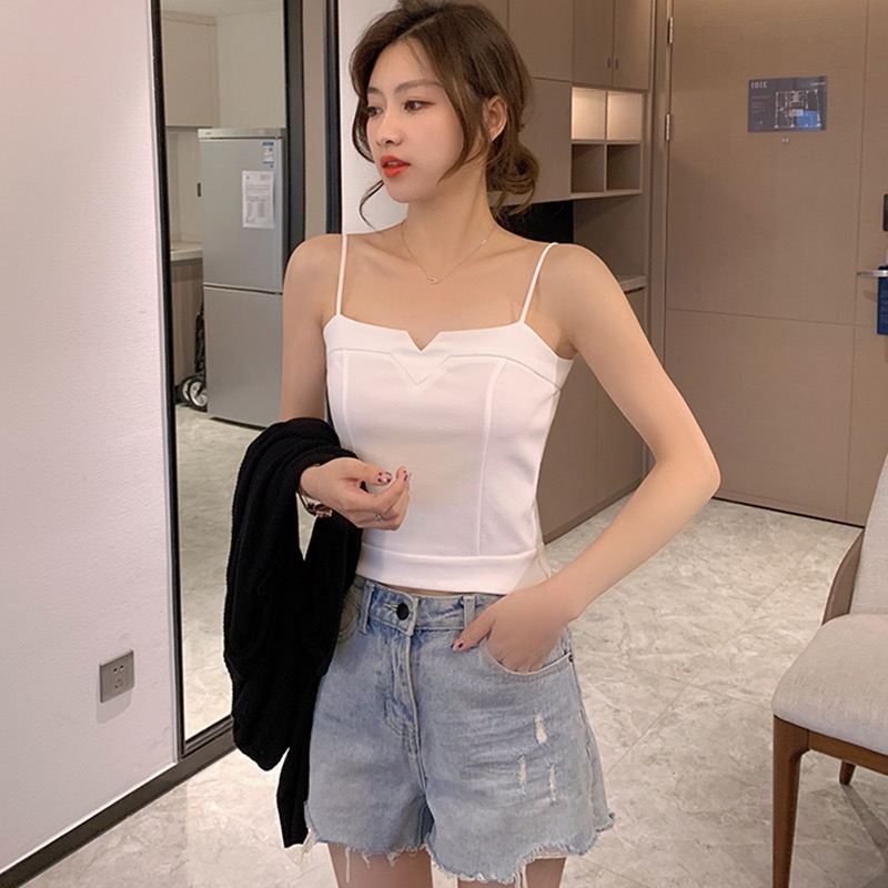 White small suspender vest for women to wear in summer, fashionable and foreign style, with bottomed strapless and chic tops inside