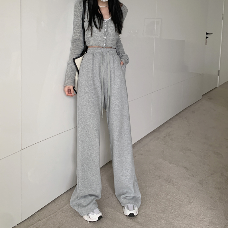 Real price Plush thickened slacks, versatile elastic waist floor mopping casual pants