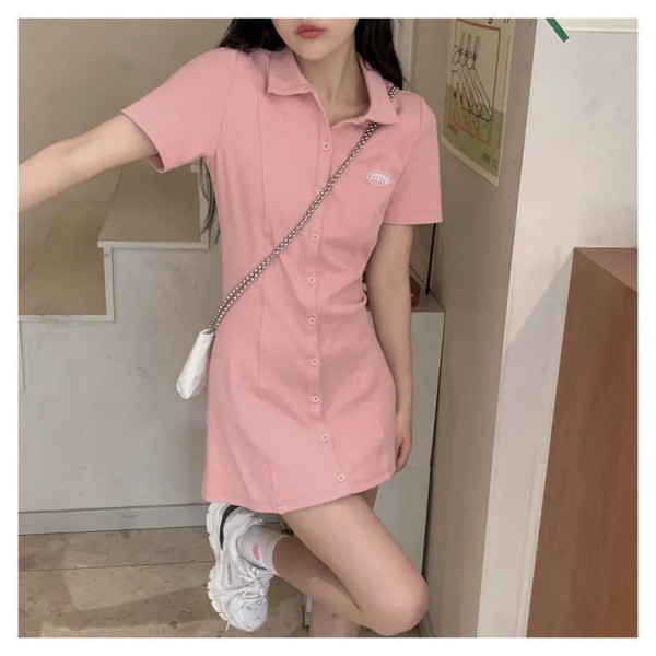 toyoung's pure desire senior sister reports on the short white dress for women with Korean style waist-reducing age-reducing polo short skirt summer