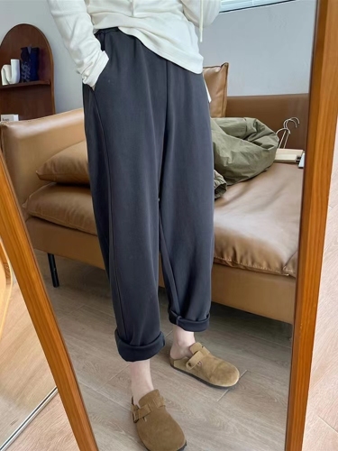 7848 real price large size solid color elastic fat MM loose slim straight casual women's harem pants