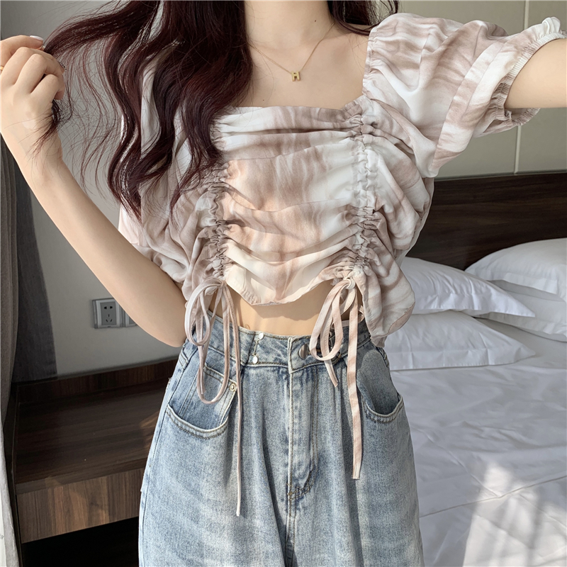 Real price ~ New Western style in summer, two high waisted drawstring, slim and navel exposed jacket