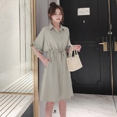 2022 Summer Dress Chiffon shirt collar dress women's slim waist shirt skirt