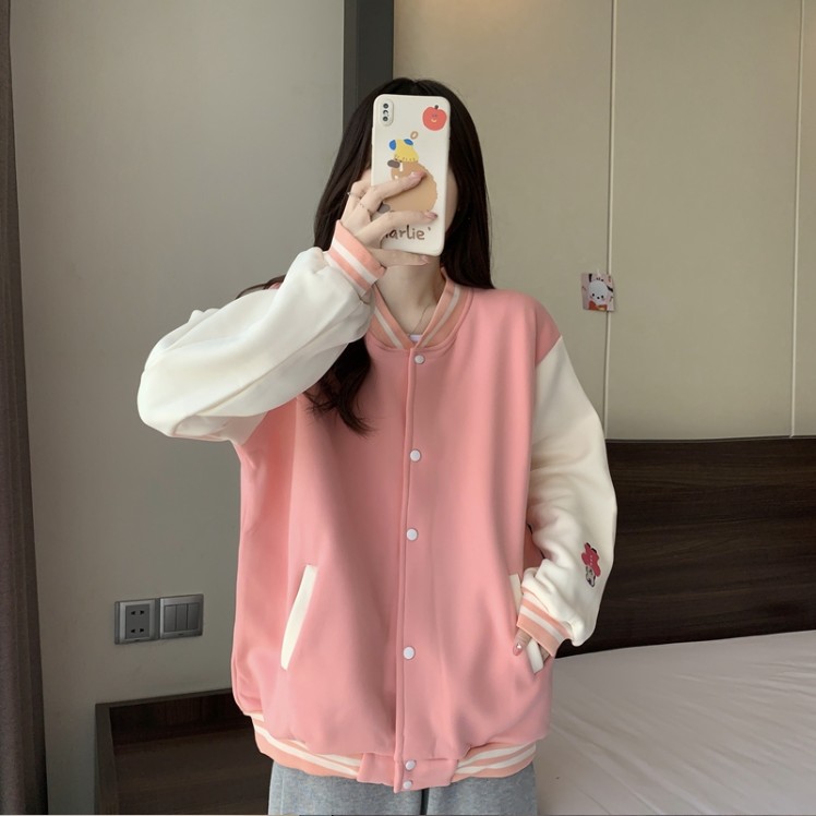 Real shooting real price with thin section plus velvet autumn and winter new Korean version of the college style button cardigan sweater jacket women's tops