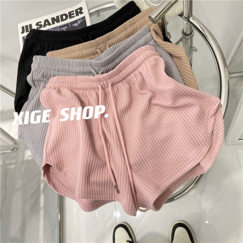 Little fried dough twist, casual sports shorts, women's summer high waist, slim legs, long legs all match, pink waist pants.