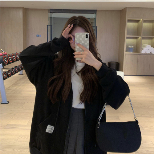 American hiphop design niche sweater women's spring and autumn loose tide ins lazy wind bf thin cardigan jacket