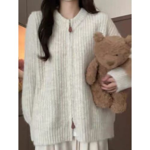 Korean Leisure Style Zipper Sweater for Women - Autumn/Winter 2025 New Arrival - High-End Knit Cardigan - Thick Outerwear for Petite Women