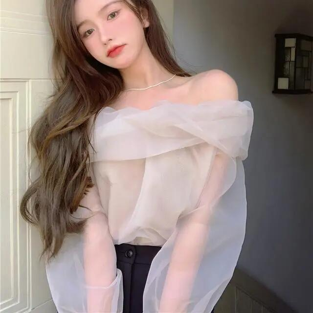 Real price one-shoulder shirt women's summer French design sense niche chic chic gentle off-the-shoulder jacket