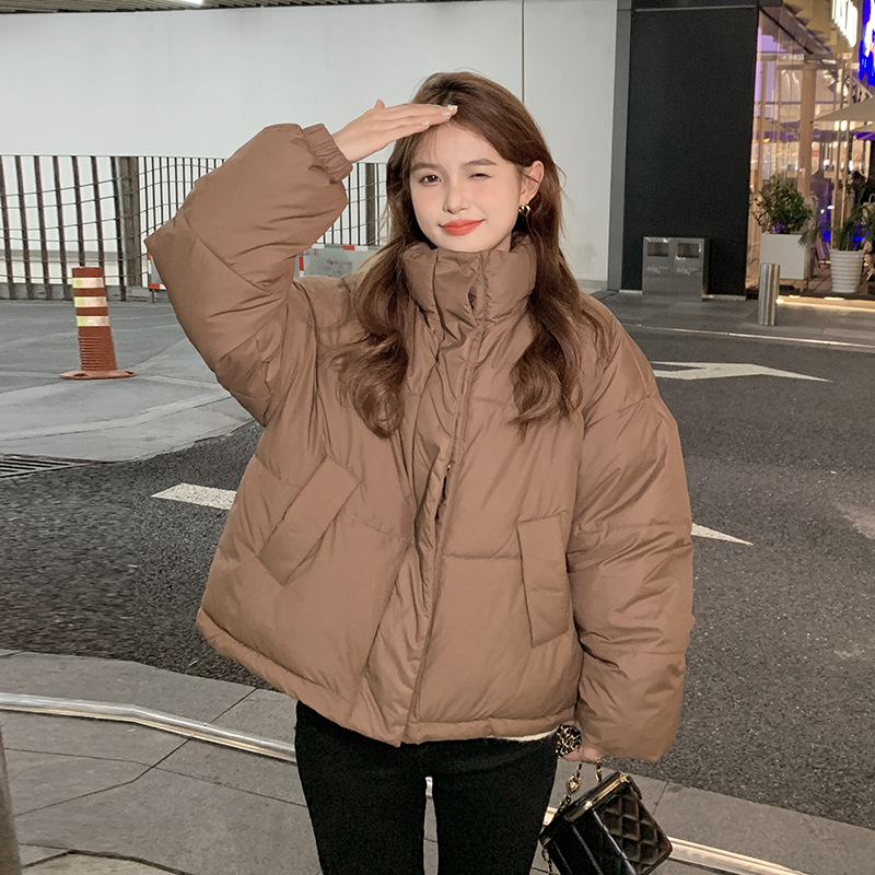 Real shot Hu Chu beautiful small bread Superman cream dark grain design beautiful warm winter down padded clothes