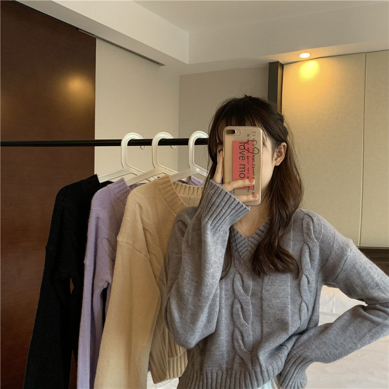 Real Price ~ Autumn New Versatile Korean Style Loose Versatile V-Neck Pullover Sweater