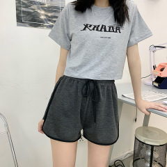 Real shot sports shorts hot pants female student loose wide leg running home pajamas summer new Korean version