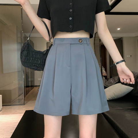 Suit Shorts women's 2022 summer new loose large size outer wear high waist versatile five point wide leg pants casual pants