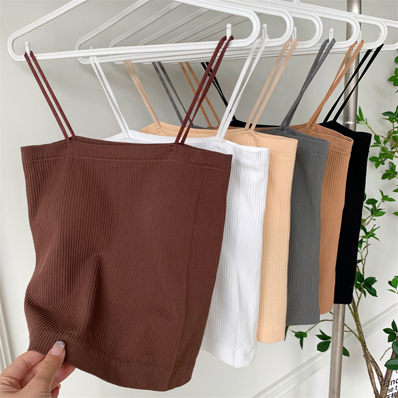 Real shooting knitted small suspender vest women's wear with bottom short upper clothes for autumn and winter