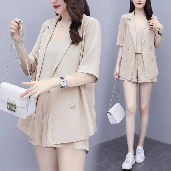 Shorts, suit, two piece suit, women's Korean version, new small, professional, foreign style, best friend, three piece suit