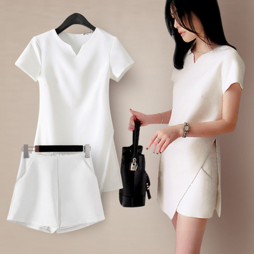 New style women's fashionable suit Hong Kong Style soft girl top with short skirt and trousers summer two piece set