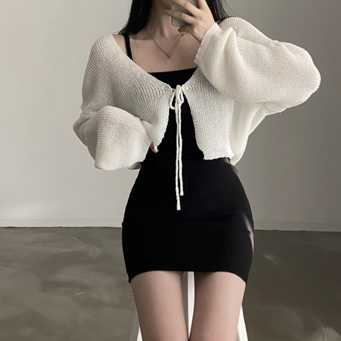 Korean chic summer solid color versatile knitted sunscreen cardigan women's spring and autumn ice silk thin sweater coat