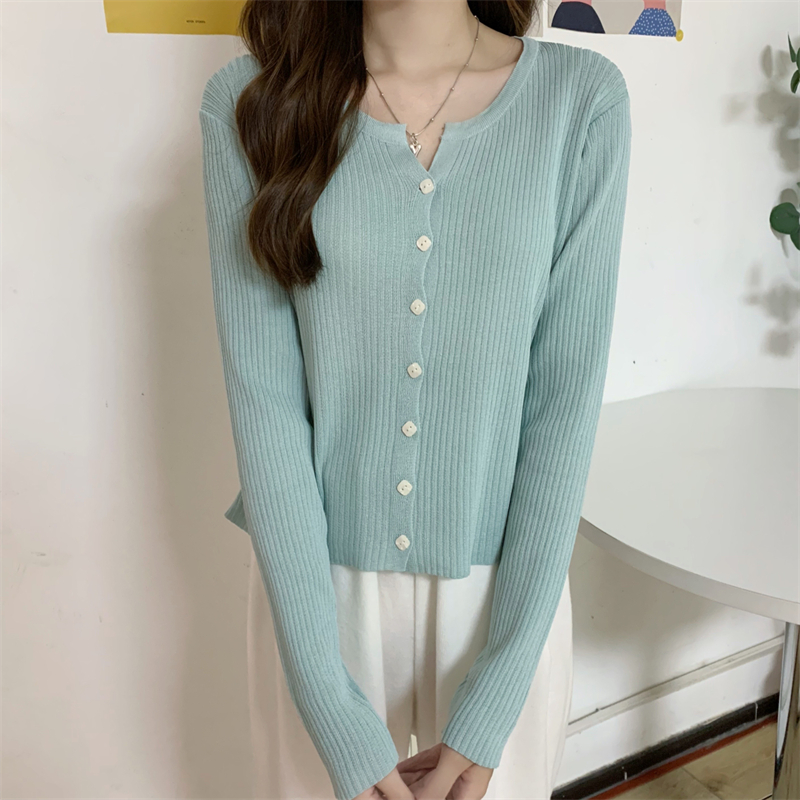 Actual shot and real price for early autumn Korean style loose and versatile slim knitted long-sleeved cardigan top for women