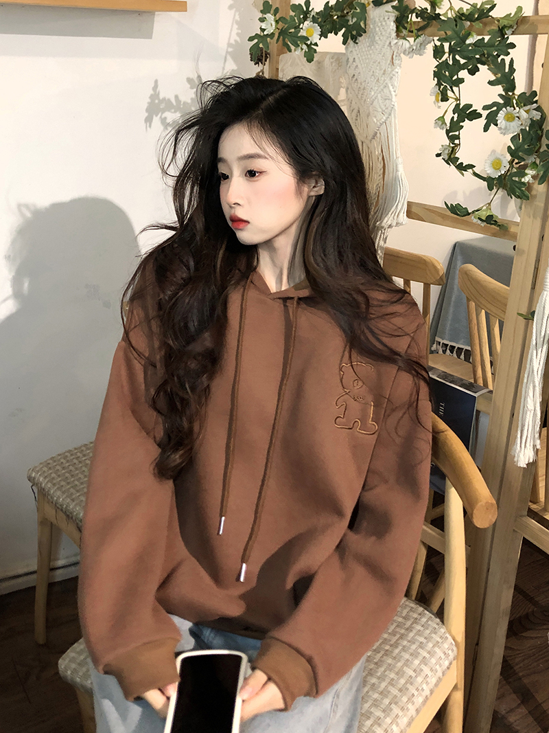 Real auction real price retro bear two hooded fleece sweater