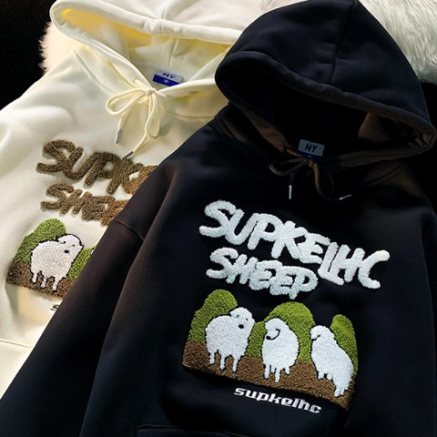 250g sweater + towel embroidery + double-layer cap collar autumn new thin sweater women's hood