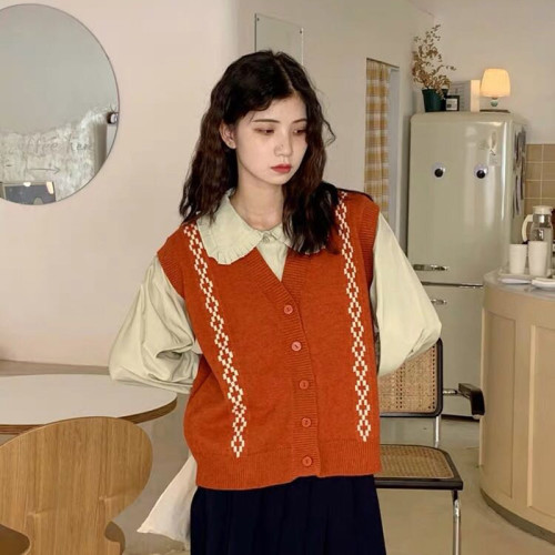 Fall 2020 new Korean loose V-Neck Sweater student sweater jacket cardigan vest female