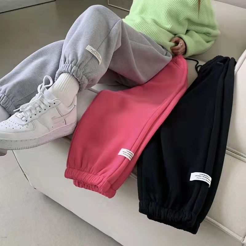Composite 330g plus velvet thick sports pants women's leggings all-match sweat pants high waist casual pants