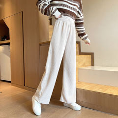 Real price shot with plush and thickener with video mop floor wide leg pants women's high waisted corduroy loose