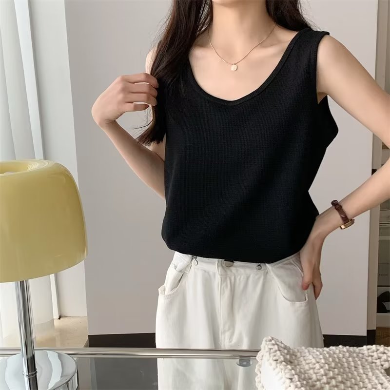 Fat mm hot girl's summer slim-fitting sling feminine sleeveless inner wear bottoming top KD56