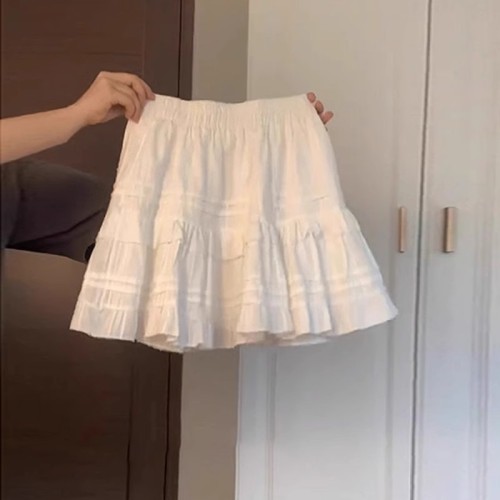 Ballet style white skirt for women summer 2024 new early spring small cake tutu skirt ruffled skirt