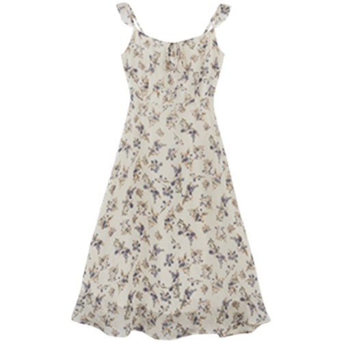 Summer Chiffon Purple Sweet skirt floral suspender dress female first love French Platycodon tea break dress