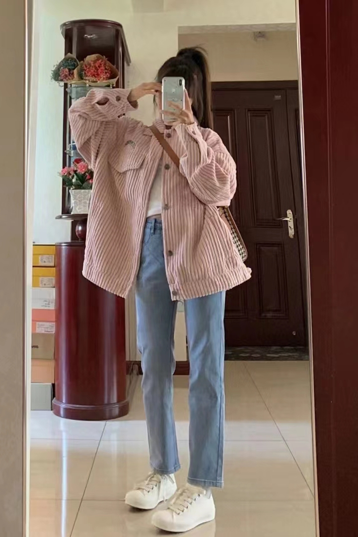 Corduroy jacket women's spring and autumn 2022 new oversize loose Korean version of the high-end baseball uniform ins tide