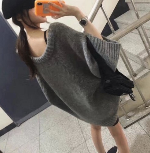 Loose V-Neck Sweater women's  new autumn and winter outerwear Pullover lazy medium long versatile sweater top