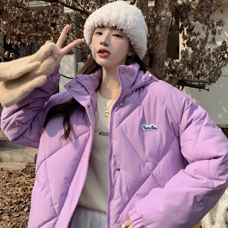Real shot loyal dog Xiaoba with the same Japanese down jacket women's 2022 winter new diamond-shaped grid oversize jacket