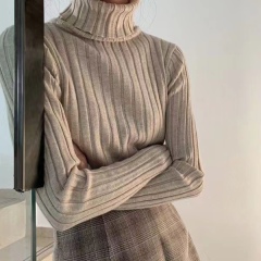 2022 autumn and winter new products thick wide pit strip turtleneck sweater women's long-sleeved warm knitted top