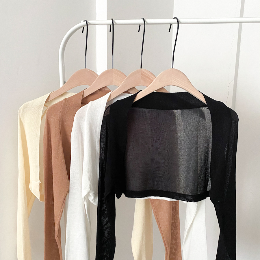 French small waistcoat knitted sunscreen cardigan shawl summer thin section with suspender skirt slim fit with high waist and long sleeves