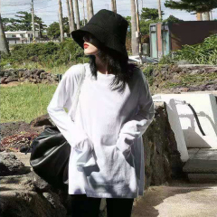 Ins super fire long sleeve T-shirt women's 2021 solid color inside with bottom coat Korean fashion students wear loose clothes outside