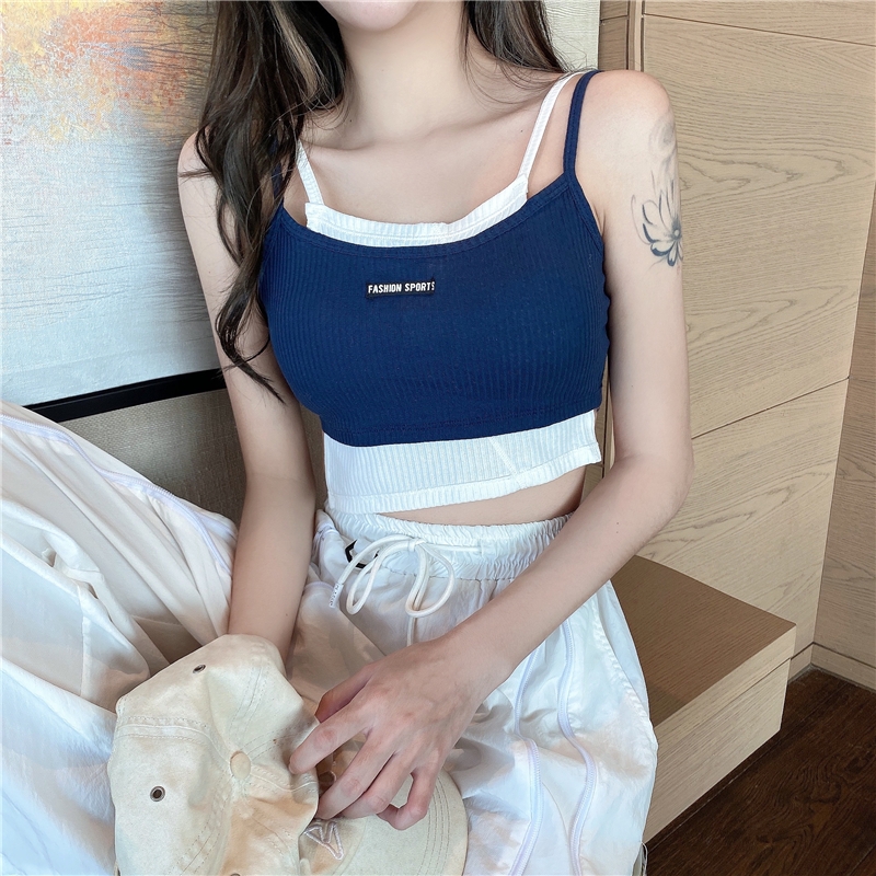 Fake two pieces with knitted suspender waistcoat for women