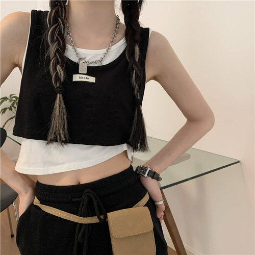 Super fire design fake two-piece vest for women in summer with new hot girl style and small suspender jacket outside