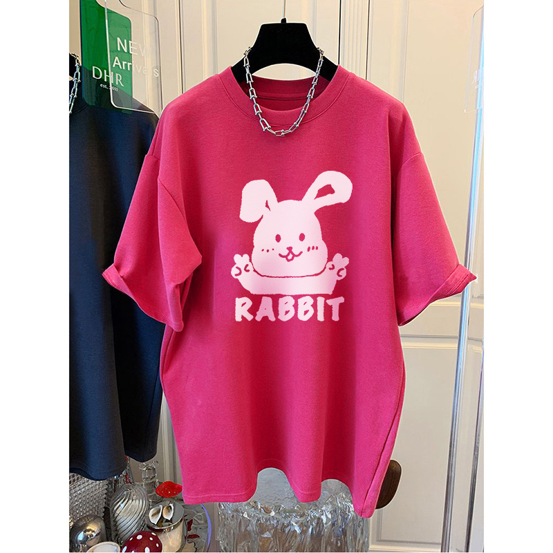 Official picture spring and summer short-sleeved printed T-shirt Four fabrics to choose from Cotton Back collar