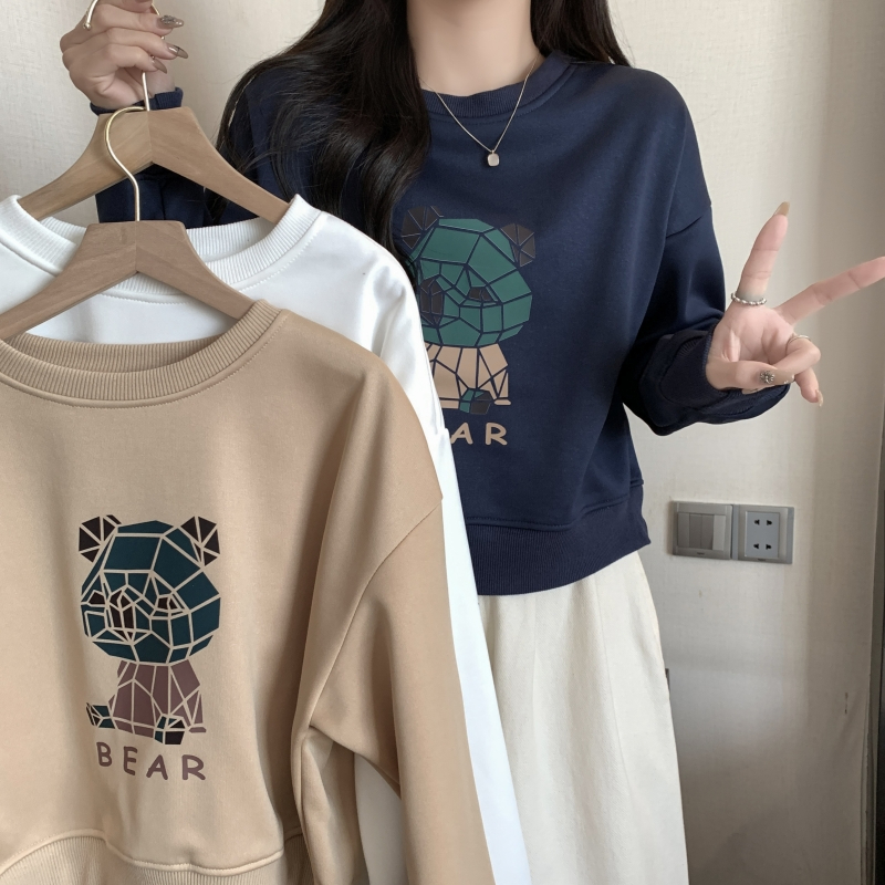 Real shot plus velvet thickened 400g composite silver fox fleece sweater women's warm autumn and winter round neck short short tops