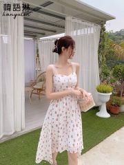 Mesh floral suspender dress
