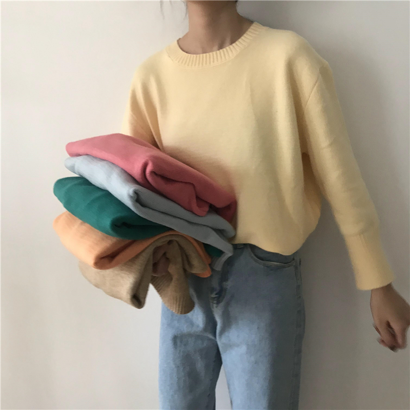 Real price, real shot! New solid color multi color round neck Pullover core spun yarn sweater in autumn / winter 2020! Six colors!