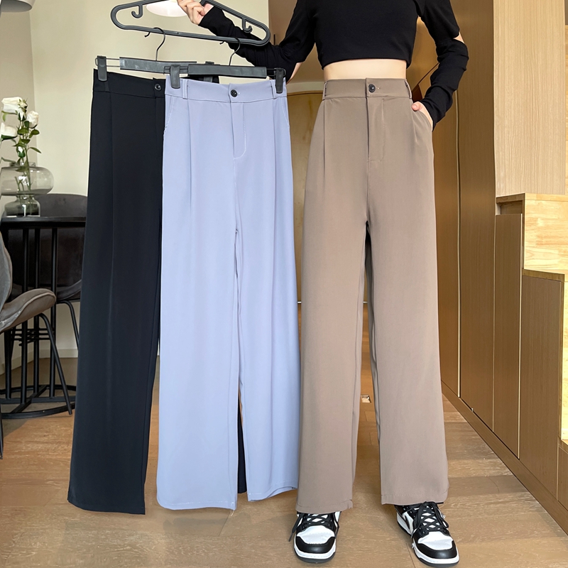 Real shooting suit pants women's high waist hanging feeling wide leg pants 2022 new loose straight tube floor dragging casual pants