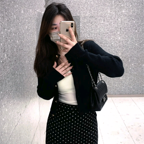 Xiaoxiang style gold button knitted cardigan top jacket for women spring and autumn new style gentle and high-end short knitted sweater