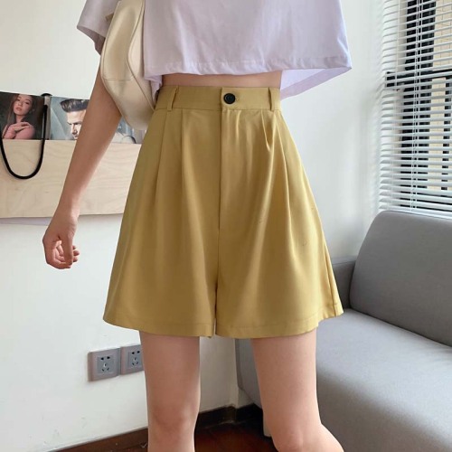 Korean summer new loose and thin student High Waist Wide Leg suit pants and casual shorts