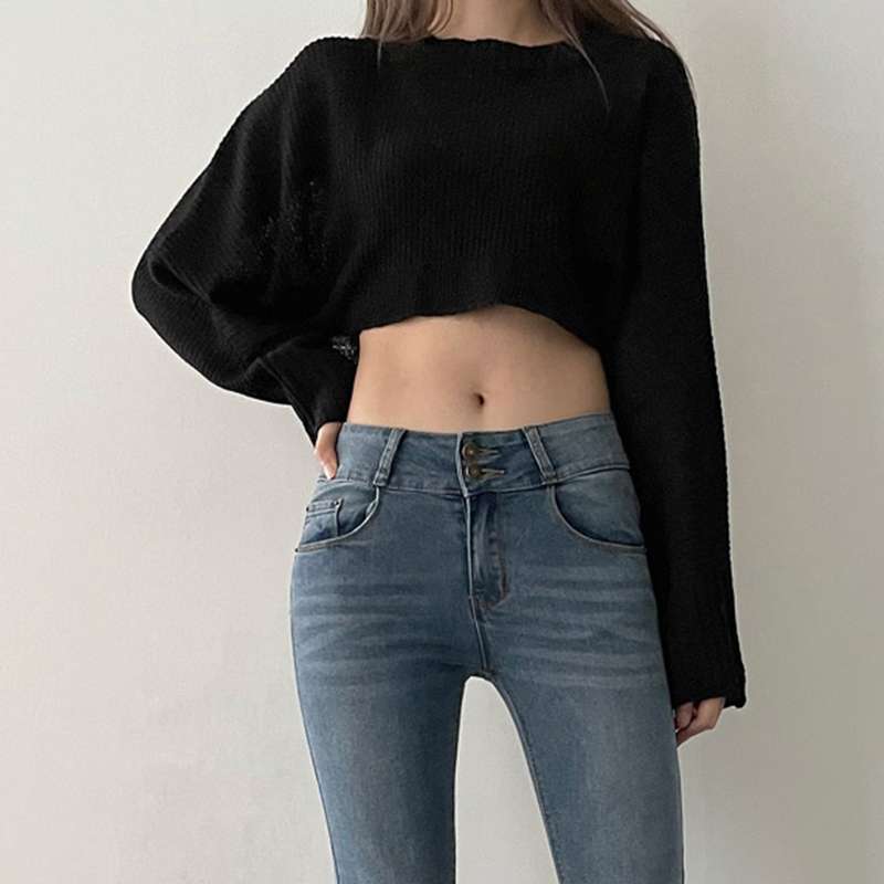Real shooting lazy wind three-dimensional thin bat sleeve short navel exposed ice silk sunscreen and sunshade sweater