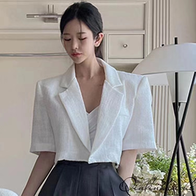 One button versatile short sleeve suit jacket