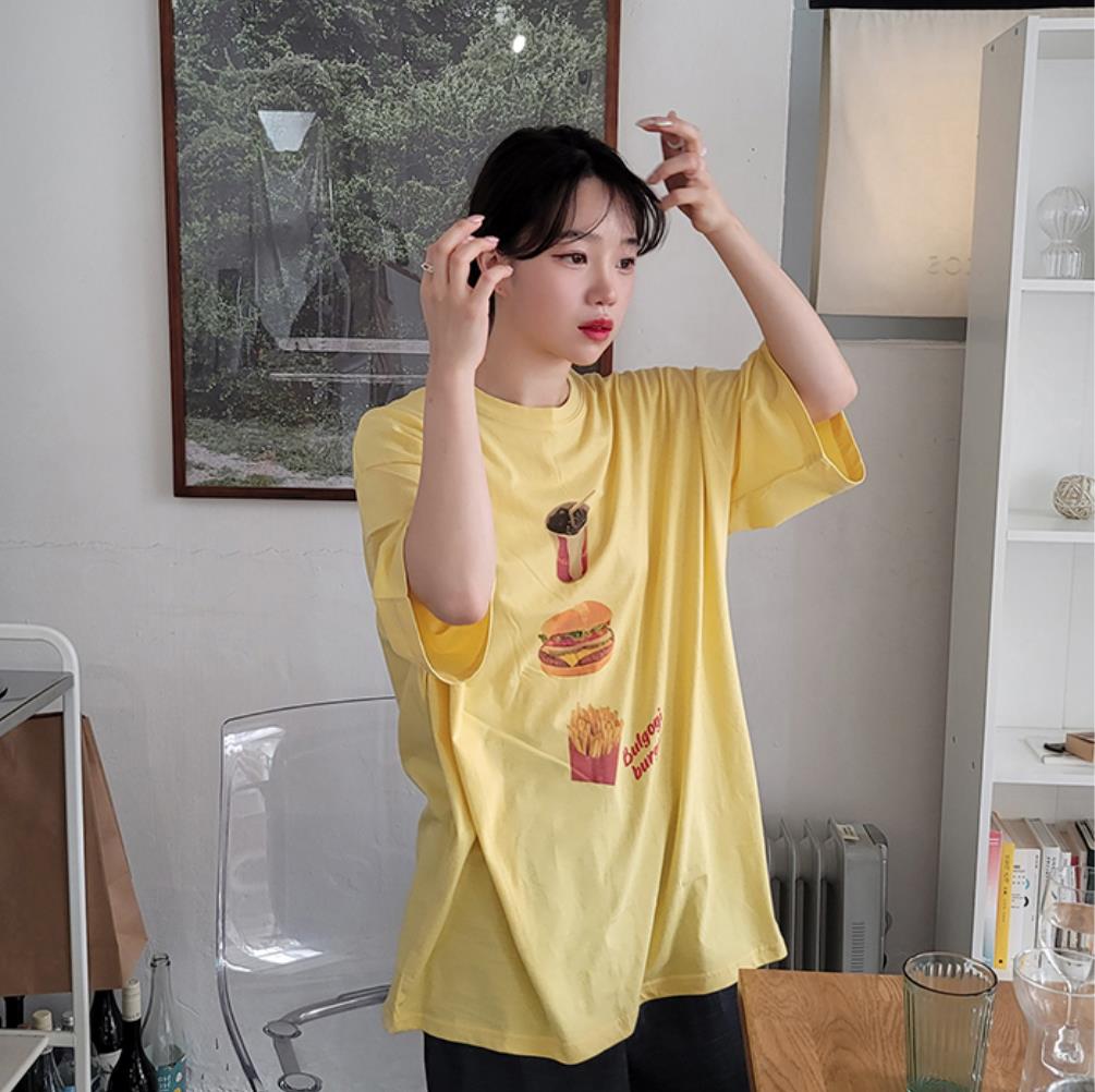 Protected ~ autumn Korea East Gate ins interesting American hamburger coke fries T-shirt short sleeve blouse female